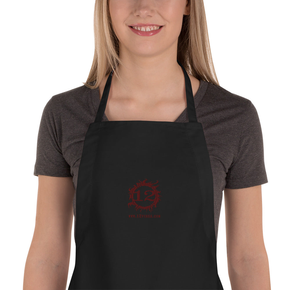 12 FIRES Embroidered Apron (Maroon Logo)
