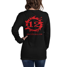 Load image into Gallery viewer, 12 FIRES Unisex Long Sleeve Tee (Red Logo - Loose Fit)