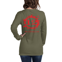 Load image into Gallery viewer, 12 FIRES Unisex Long Sleeve Tee (Red Logo - Loose Fit)